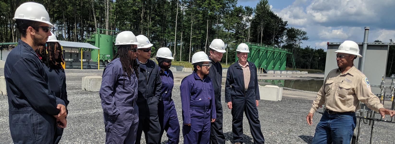 group of students at water facility