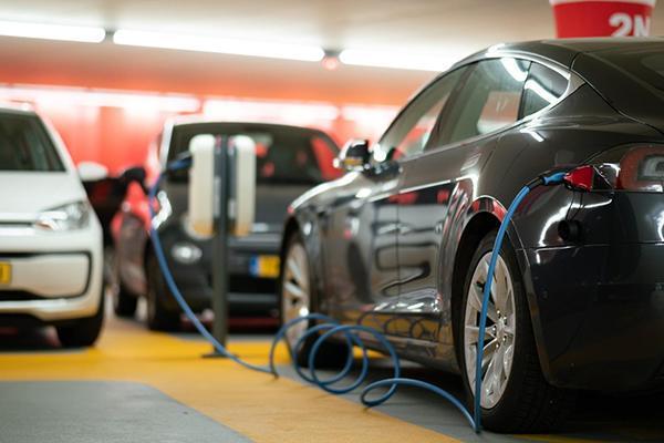 Electric Vehicles at a charging station